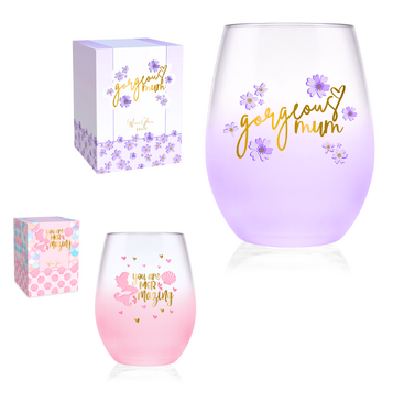 Decorated Stemless Glass