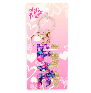 Love Glitz Resin Key Ring (Purple / Gold)