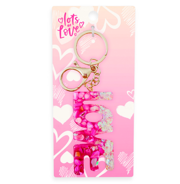 Love Glitz Resin Key Ring (White / Pink)